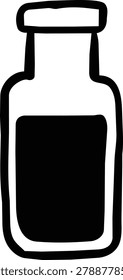Simple test tube with black liquid inside. Clear glass container holds dark substance. Cap seals the top securely. Lab or scientific setting implied. Ideal for medical or research visuals