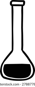 Simple test tube with black liquid inside. Clear glass container holds dark substance. Cap seals the top securely. Lab or scientific setting implied. Ideal for medical or research visuals