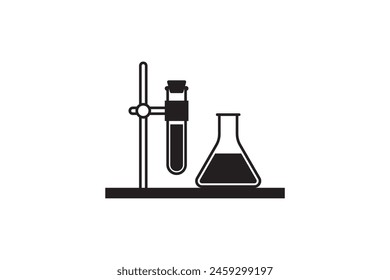 Simple Test tube with test flask icon vector. 