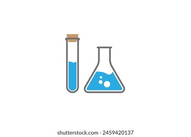 Simple Test tube with test flask icon vector. 