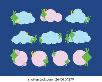 Simple text box collection with ketupat, moon and star ornaments for Islamic holidays