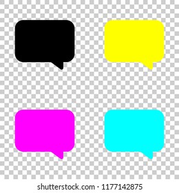 Simple text cloud. Colored set of cmyk icons on transparent background