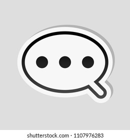 Simple text cloud. Linear, thin outline. Sticker style with white border and simple shadow on gray background