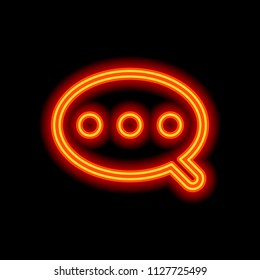 Simple text cloud. Linear, thin outline. Orange neon style on black background. Light icon