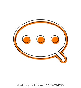 Simple text cloud. Linear, thin outline. Isolated icon consisting of black thin contour and orange moved filling on different layers. White background