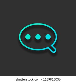 Simple text cloud. Linear, thin outline. Colorful logo concept with soft shadow on dark background. Icon color of azure ocean
