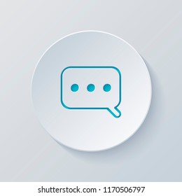 Simple text cloud. Linear, thin outline. Cut circle with gray and blue layers. Paper style
