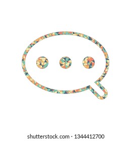Simple text cloud. Linear, thin outline. Colored mosaic with polygons