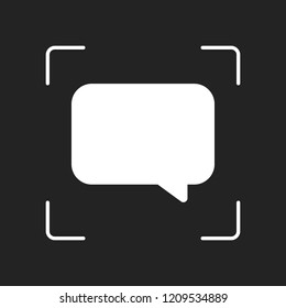 Simple text cloud. White object in camera autofocus on dark background