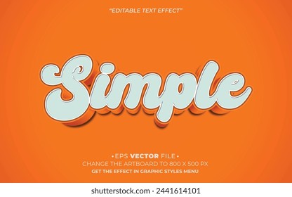 Simple text effect 3d editable vector