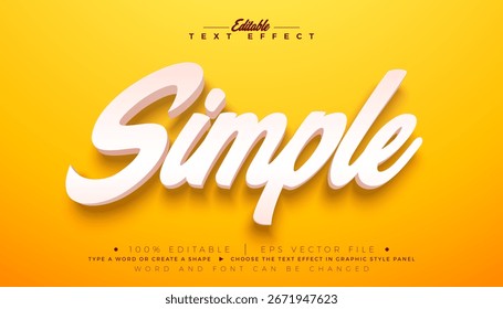 Simple Text Effect Design Editable and Scalable Vector Graphic Style Effect with Shadow and White 3D Typography Lettering on Yellow Background. Premium Illustration Template for Greeting Card, Flyer, 