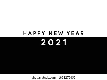 texto simple feliz año nuevo 2021 tema blanco negro