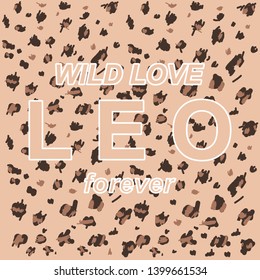 Simple text with leopard pattern background art vecto