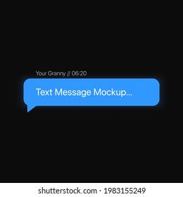 Simple Text Message Mockup with light blue glow. Isolated Blue SMS. Vector illustration