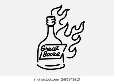 Einfacher Text, glatte Linien. Stilisierte Bild Vektorgrafik Grafiken. Neon-Zeichen. Aufschrift "Great Booze"