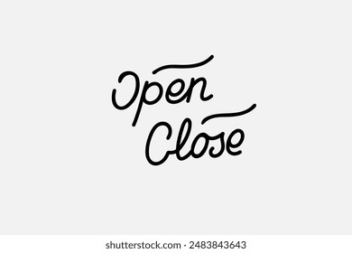 Simple text, smooth lines. Stylized image Vector graphics. Neon sign. Inscription "Open Close"