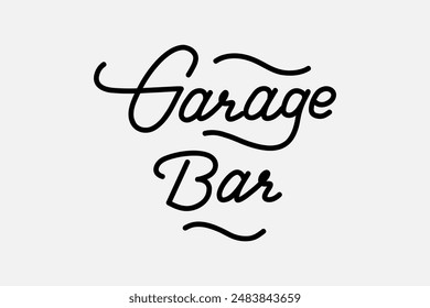 Simple text, smooth lines. Stylized image Vector graphics. Neon sign. Inscription "Garage Bar"