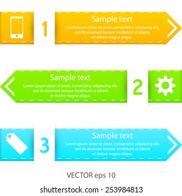 Simple text stripe with numbering and icon. Vector info graphic element.