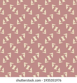 Simple textile pattern, composed of angular fragments or abstract geometric elements. Pink wallpaper texture.