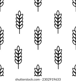 Simple texture with ears of wheat for wrapping paper, wallpaper, prints. Repeated grain shape for decoration design prints. Seamless geometric pattern. Vector illustration