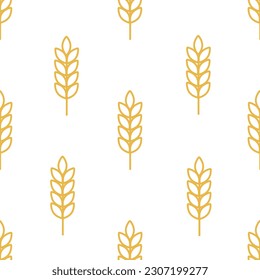 Simple texture with ears of wheat for wrapping paper, wallpaper, prints. Repeated grain shape for decoration design prints. Seamless geometric pattern. Vector illustration