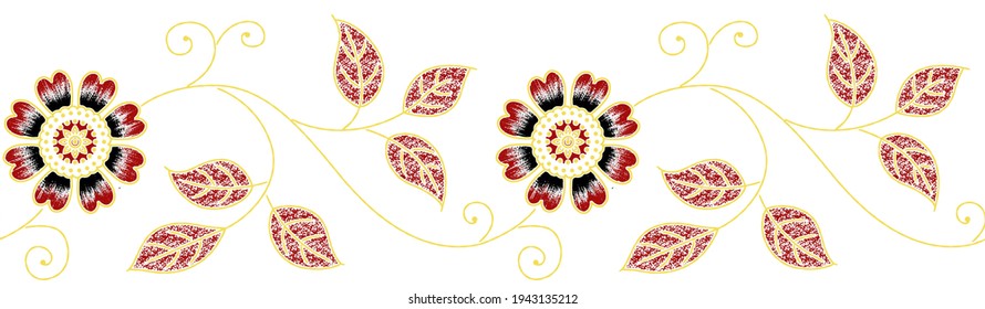Simple Texture Flower Border Pattern