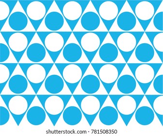 Simple texture, pattern. Blue circle in a white triangle