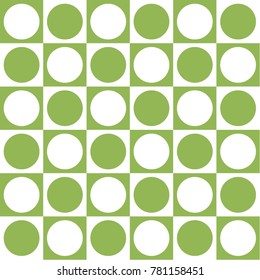 Simple texture, pattern. Green circle in a white square