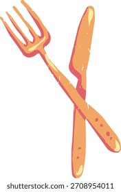 Einfache strukturierte Doodle Gold Gabel und Messer Set
