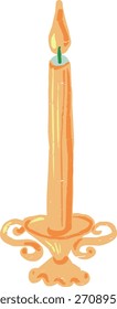 Simple texturizado Doodle aislado de oro ardiente vela