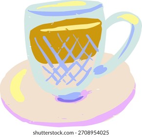 Einfache strukturierte Doodle isoliert Latte Kaffee Tasse
