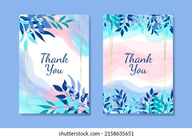 Simple thank you card design with elegant blue botanical floral