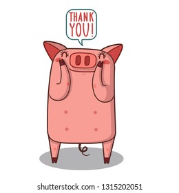 simple thank you card with pig 