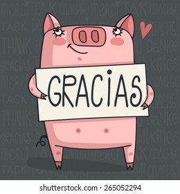 simple thank you card with pig
Word Cloud - Thank You in 6 Languages