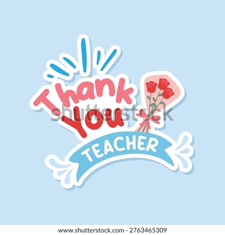 Simple Thank You Teacher vector design with clean layout and soft colors, suitable for minimalist greeting cards and appreciation visuals.