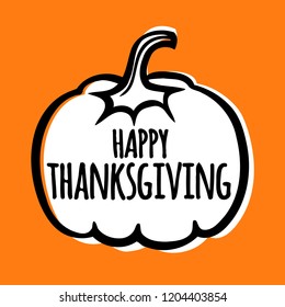 Simple thanksgiving card, poster vector illustration with pumpkin.