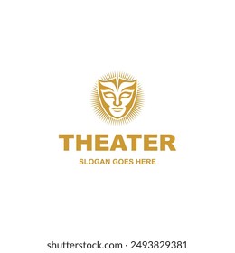 Simple theater mask logo design vector isolated on white background