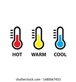 Simple Thermometer. Colorful vector icon. Simple Hot Warm Cool color modern illustration pictogram. Collection concept symbol for infographic and logo