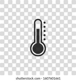 Simple thermometer icon. Black symbol on transparency grid