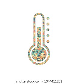 Simple thermometer icon. Colored mosaic with polygons