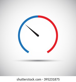 Simple thermometer icon, pointer indicates the blue part, vector illustration