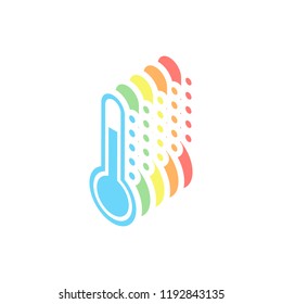 Simple thermometer icon. Stack of colorful isometric icons on white background