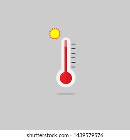 Simple thermometer icon that shows high air temperature. Vector illustration. Isolated on white background.10 eps.