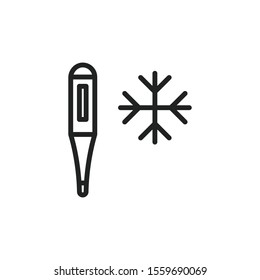 Simple thermometer line icon. Stroke pictogram. Vector illustration isolated on a white background. Premium quality symbol. Vector sign for mobile app and web sites.