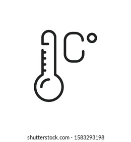 Simple thermometer line icon. Stroke pictogram. Vector illustration isolated on a white background. Premium quality symbol. Vector sign for mobile app and web sites.
