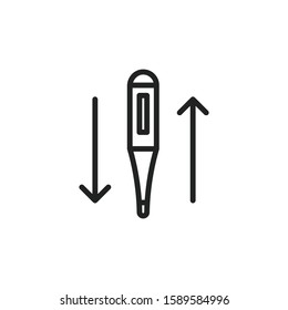 Simple thermometer line icon. Stroke pictogram. Vector illustration isolated on a white background. Premium quality symbol. Vector sign for mobile app and web sites.