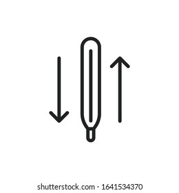 Simple thermometer line icon. Stroke pictogram. Vector illustration isolated on a white background. Premium quality symbol. Vector sign for mobile app and web sites.