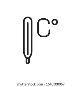 Icono de línea simple del termómetro. Pictograma de trazo. Ilustración vectorial aislada en un fondo blanco. Símbolo de calidad superior. Signo de vector para aplicaciones móviles y sitios web.