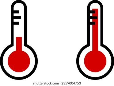 Simple Thermometer Temperature Measurement Sign Icon Set. Vector Image.