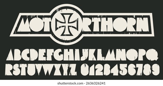 Simple, thick, humorous font with geometric shapes and scratches on the theme of a holiday and party. Suitable for the titles of cartoons or children's books, disco music, indie music. Latin letters